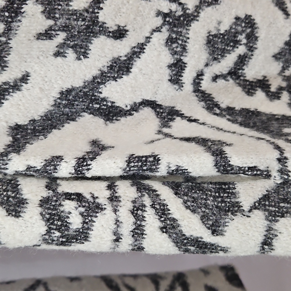 Nanette Lepore Black White Wool Blend Floral Brocade Coat Sz Med - Picture 7 of 10